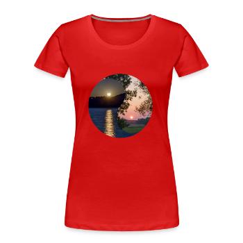 Yin und Yang des Mond- und Sonnenaufgangs - Frauen Premium Bio T-Shirt - Rot - Vorne - Mia (176cm)