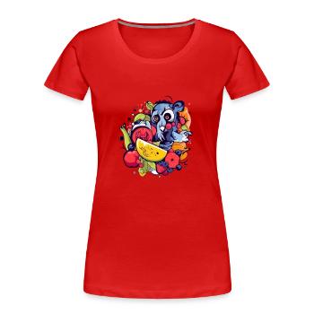Ouisti dans les fruits - T-shirt bio Premium Femme - rouge - Devant - Mia (176cm)