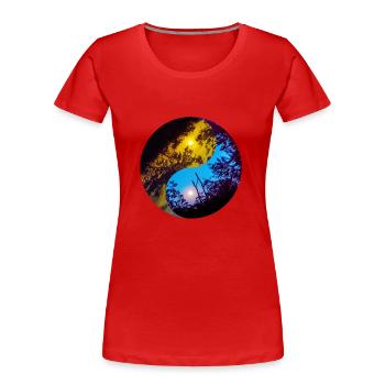 Yin und Yang von Mond und Sonnenlicht - Frauen Premium Bio T-Shirt - Rot - Vorne - Mia (176cm)