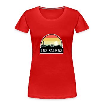 Las Palmas Spain Flag Skyline Travel Souvenir - Women's Premium Organic T-Shirt - red - Front - Mia (176cm)