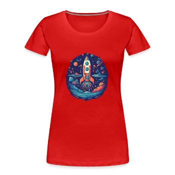Whimsy Rocket: Aventure galactique! - T-shirt bio Premium Femme - rouge - Devant - Mia (176cm)