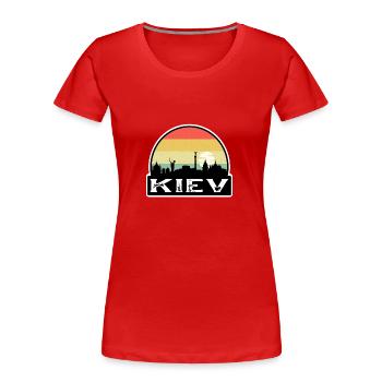 Kiev Ukraine Flag Skyline Souvenir de voyage - T-shirt bio Premium Femme - rouge - Devant - Mia (176cm)