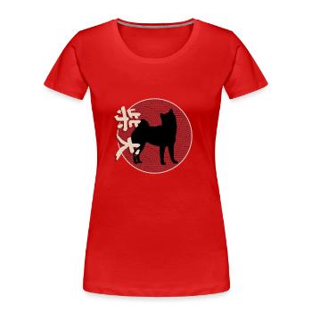 Japanischer Shiba Inu - Frauen Premium Bio T-Shirt - Rot - Vorne - Mia (176cm)