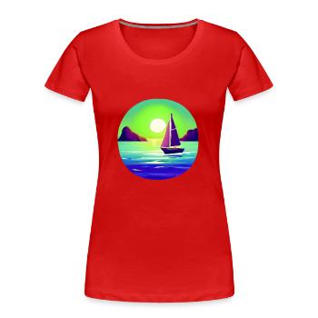 Sailing Sailboat Sailing Sailing Sailing Ship - Women's Premium Organic T-Shirt - red - Front - Mia (176cm)