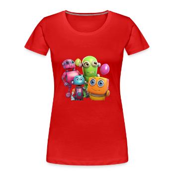 Robo Buddies: Fun-Filled Adventures - Women's Premium Organic T-Shirt - red - Front - Mia (176cm)
