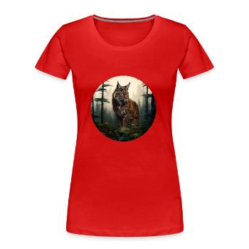 Luchs - Frauen Premium Bio T-Shirt - Rot - Vorne - Mia (176cm)