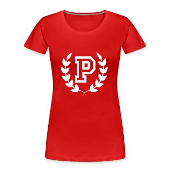 Lettre p sport - T-shirt bio Premium Femme - rouge - Devant - Mia (176cm)