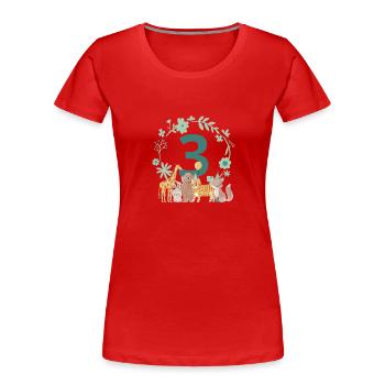 3. Jahrestag - Tiere zum dritten Jahrestag - Frauen Premium Bio T-Shirt - Rot - Vorne - Mia (176cm)