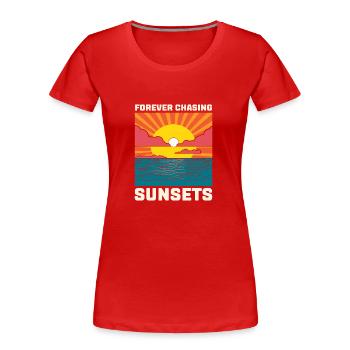 Forever Chasing Sunsets - Frauen Premium Bio T-Shirt - Rot - Vorne - Mia (176cm)