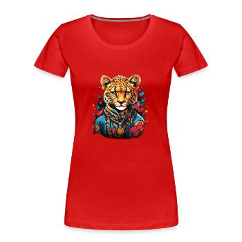 Beau guépard - T-shirt bio Premium Femme - rouge - Devant - Mia (176cm)