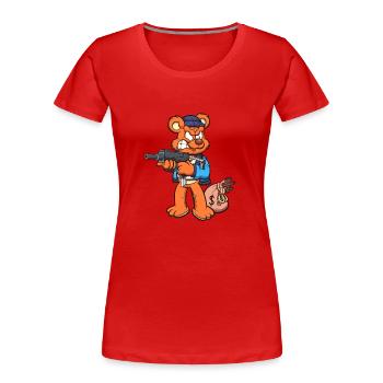 Teddybär mit Uzi - Frauen Premium Bio T-Shirt - Rot - Vorne - Mia (176cm)