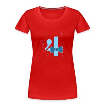4e anniversaire garçon - T-shirt bio Premium Femme - rouge - Devant - Mia (176cm)
