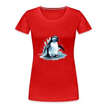 Penguin fighting for survival - Women's Premium Organic T-Shirt - red - Front - Mia (176cm)