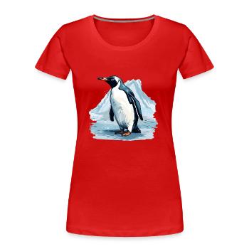 Das Leben der Pinguine ist nichts für Warmduscher - Frauen Premium Bio T-Shirt - Rot - Vorne - Mia (176cm)