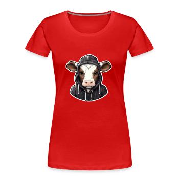 Coole Kuh in Freizeitkleidung - Frauen Premium Bio T-Shirt - Rot - Vorne - Mia (176cm)