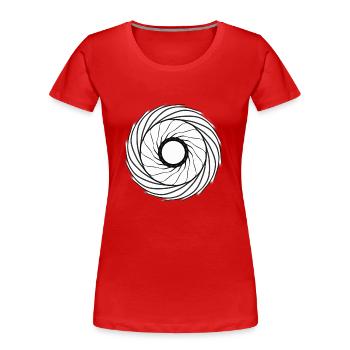 Optique circulaire - T-shirt bio Premium Femme - rouge - Devant - Mia (176cm)