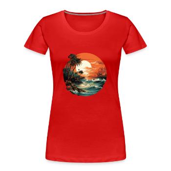 Tropisch - Frauen Premium Bio T-Shirt - Rot - Vorne - Mia (176cm)