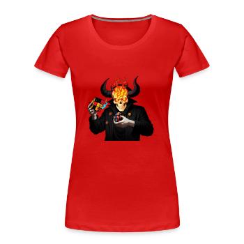 Crâne cornu | Manipuler ses cubes de puzzle - T-shirt bio Premium Femme - rouge - Devant - Mia (176cm)