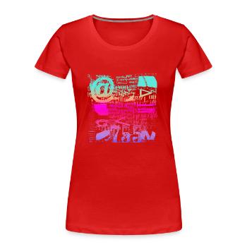 Coupures de journaux Album Magazines Code de l’alphabet - T-shirt bio Premium Femme - rouge - Devant - Mia (176cm)