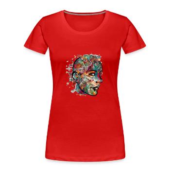 Das blumige Gesicht - Frauen Premium Bio T-Shirt - Rot - Vorne - Mia (176cm)