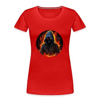 Mystified Hacker - Women's Premium Organic T-Shirt - red - Front - Mia (176cm)