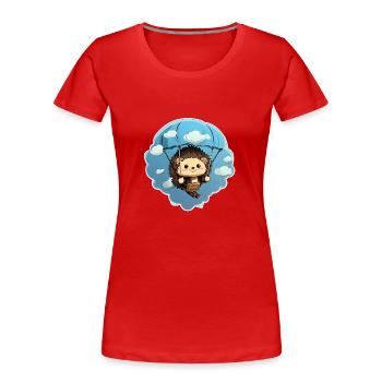 Saut en parachute hérisson - T-shirt bio Premium Femme - rouge - Devant - Mia (176cm)