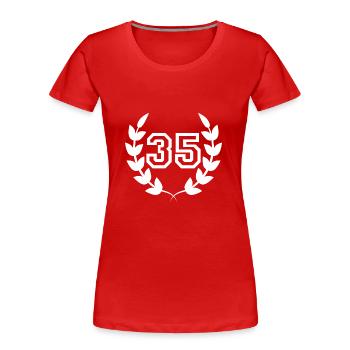 35-jähriges Jubiläum - Geschenkidee 35 Jahre - Frauen Premium Bio T-Shirt - Rot - Vorne - Mia (176cm)