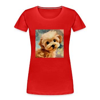 The worlds cutest puppy - Women's Premium Organic T-Shirt - red - Front - Mia (176cm)