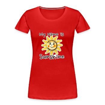 Sprüche - Frauen Premium Bio T-Shirt - Rot - Vorne - Mia (176cm)