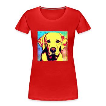 Labrador Pop Art - Women's Premium Organic T-Shirt - red - Front - Mia (176cm)
