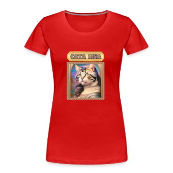 CATA LISA - Frauen Premium Bio T-Shirt - Rot - Vorne - Mia (176cm)