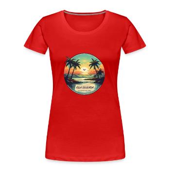 Sunny Island Vintage Logo - Women's Premium Organic T-Shirt - red - Front - Mia (176cm)