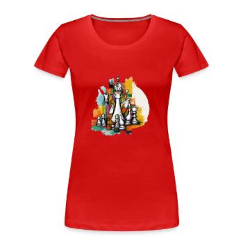Composition échiquéenne - T-shirt bio Premium Femme - rouge - Devant - Mia (176cm)