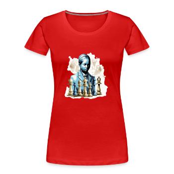 Judith chess - T-shirt bio Premium Femme - rouge - Devant - Mia (176cm)
