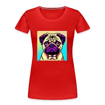 Pug Pop Art - Women's Premium Organic T-Shirt - red - Front - Mia (176cm)