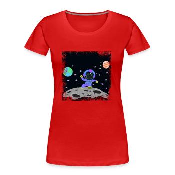 astronaute bleu violet grunge - T-shirt bio Premium Femme - rouge - Devant - Mia (176cm)