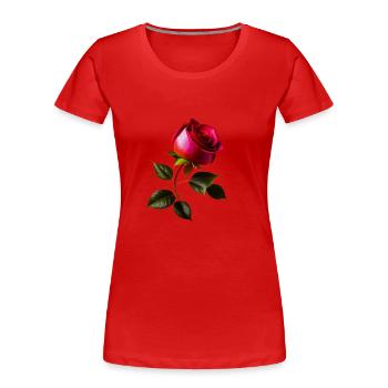 Rote Rose - Frauen Premium Bio T-Shirt - Rot - Vorne - Mia (176cm)