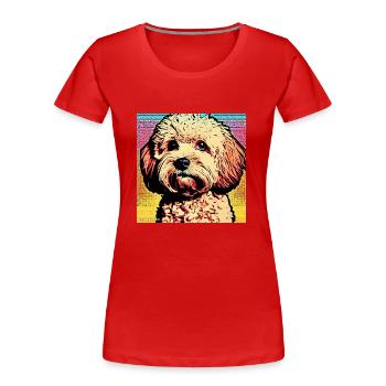 Poodle Cross pop art - Women's Premium Organic T-Shirt - red - Front - Mia (176cm)