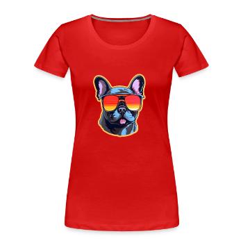 French bulldog with sunglasses - Women's Premium Organic T-Shirt - red - Front - Mia (176cm)