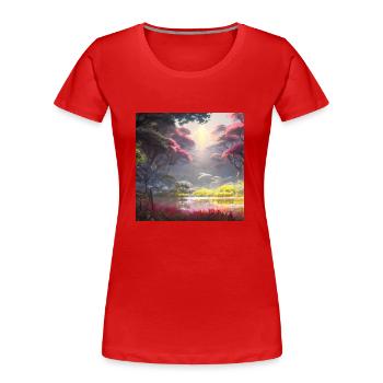 Cherry Blossom 2 - Frauen Premium Bio T-Shirt - Rot - Vorne - Mia (176cm)