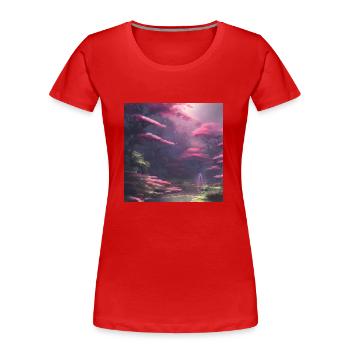 Cherry Blossom - Frauen Premium Bio T-Shirt - Rot - Vorne - Mia (176cm)