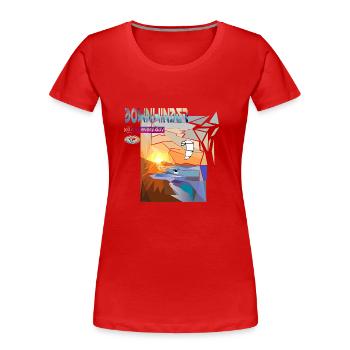 Downwinder Kite - Frauen Premium Bio T-Shirt - Rot - Vorne - Mia (176cm)