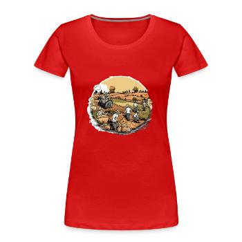 Travaux aux champs vintage - T-shirt bio Premium Femme - rouge - Devant - Mia (176cm)