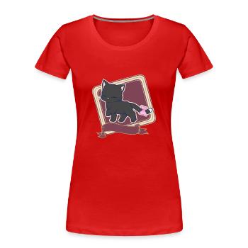 Katze - Frauen Premium Bio T-Shirt - Rot - Vorne - Mia (176cm)