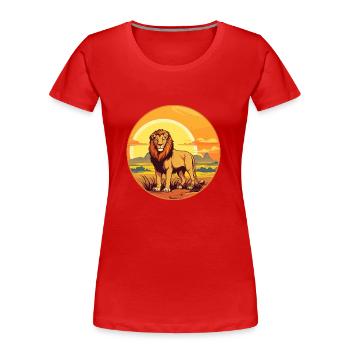 Le lion dans la savane - T-shirt bio Premium Femme - rouge - Devant - Mia (176cm)