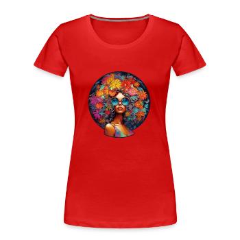 Fleurie Flow Flower Power - Frauen Premium Bio T-Shirt - Rot - Vorne - Mia (176cm)