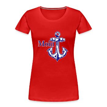 Moin mit Anker - Frauen Premium Bio T-Shirt - Rot - Vorne - Mia (176cm)