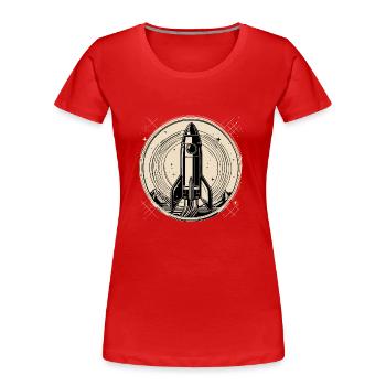 Ein kleiner Schritt, quadratisch - Frauen Premium Bio T-Shirt - Rot - Vorne - Mia (176cm)
