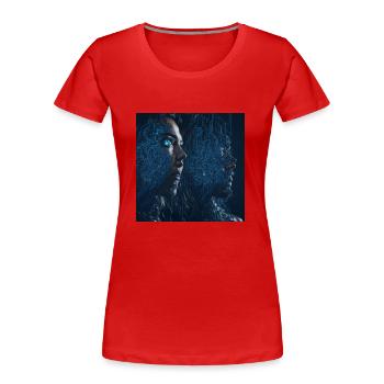 Future Vision 3 - Frauen Premium Bio T-Shirt - Rot - Vorne - Mia (176cm)
