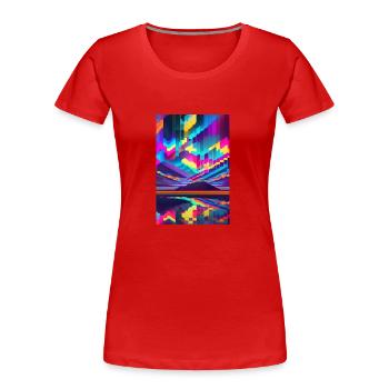 psychedelic glitch of pixels - Women's Premium Organic T-Shirt - red - Front - Mia (176cm)